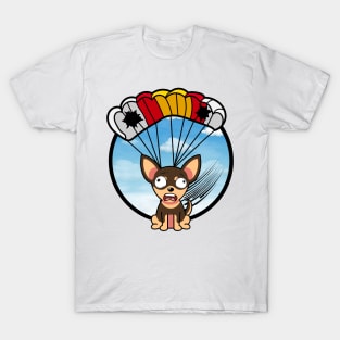 Silly small dog has a broken parachute T-Shirt